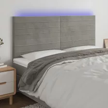   vidaXL világosszürke bársony LED-es fejtámla 200x5x118/128 cm