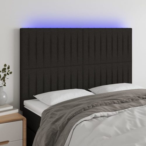 vidaXL fekete szövet LED-es fejtámla 144x5x118/128 cm