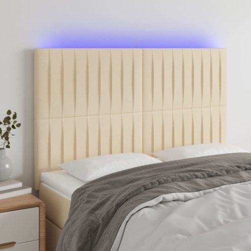 vidaXL krémszínű szövet LED-es fejtámla 144x5x118/128 cm