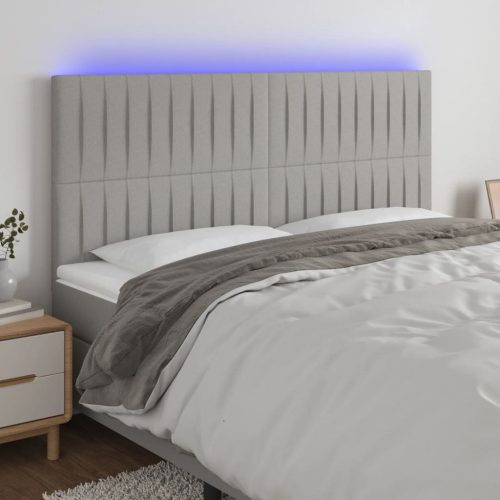 vidaXL világosszürke szövet LED-es fejtámla 200x5x118/128 cm