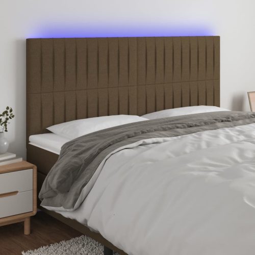 vidaXL sötétbarna szövet LED-es fejtámla 200x5x118/128 cm