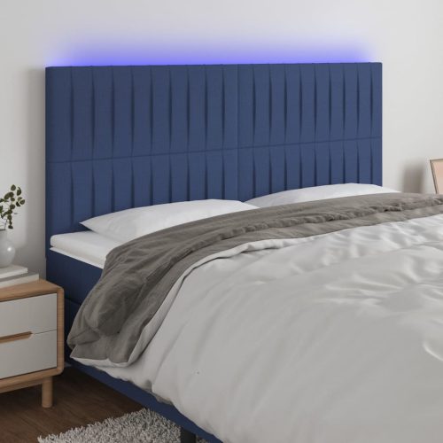 vidaXL kék szövet LED-es fejtámla 200x5x118/128 cm