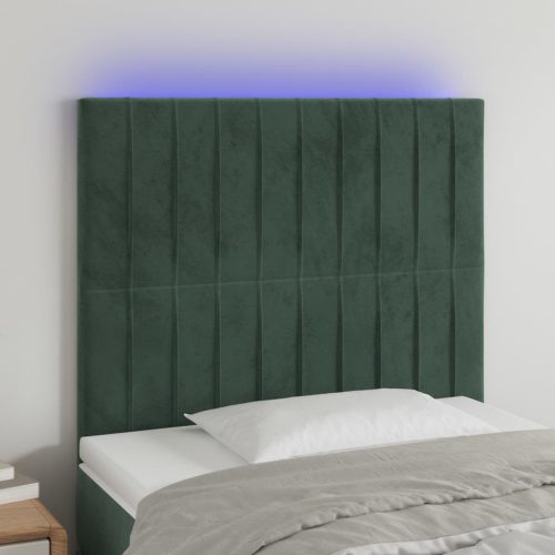 vidaXL sötétzöld bársony LED-es fejtámla 80x5x118/128 cm