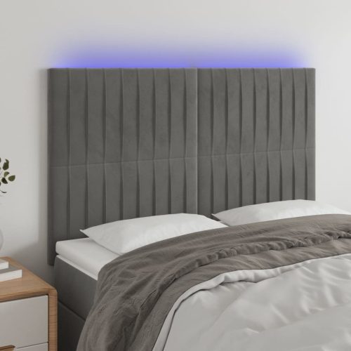 vidaXL világosszürke bársony LED-es fejtámla 144x5x118/128 cm