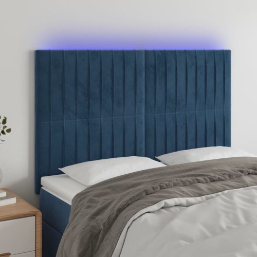 vidaXL sötétkék bársony LED-es fejtámla 144x5x118/128 cm