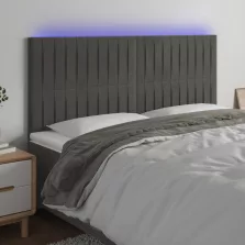   vidaXL sötétszürke bársony LED-es fejtámla 160x5x118/128 cm