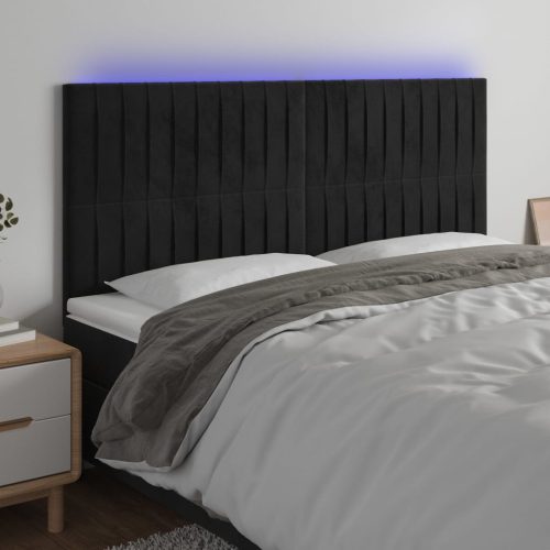 vidaXL fekete bársony LED-es fejtámla 160x5x118/128 cm