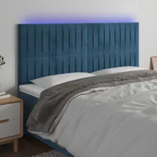   vidaXL sötétkék bársony LED-es fejtámla 160x5x118/128 cm