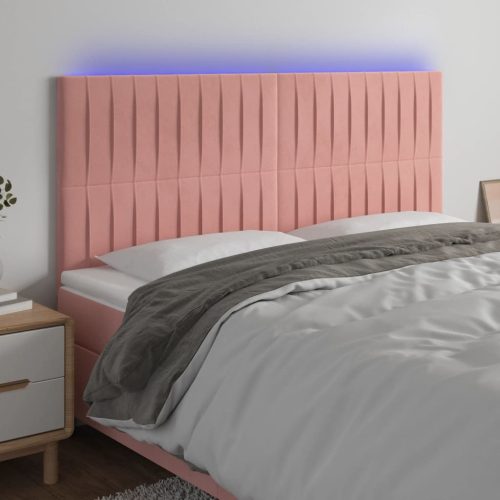 vidaXL rózsaszín bársony LED-es fejtámla 160x5x118/128 cm