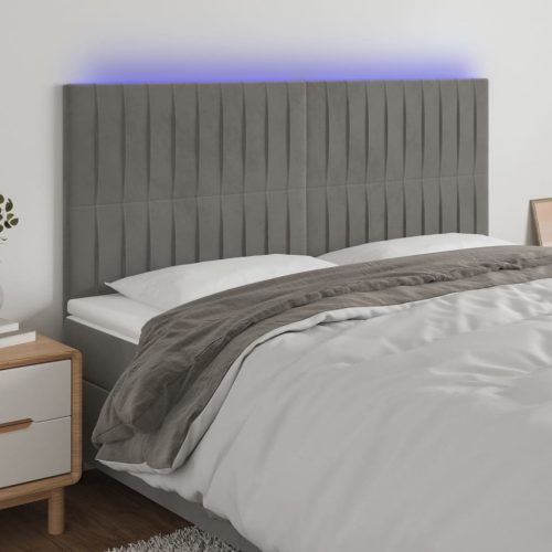 vidaXL világosszürke bársony LED-es fejtámla 180x5x118/128 cm