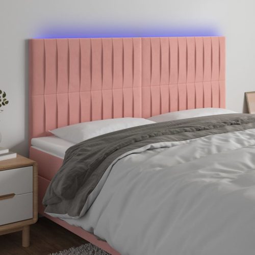 vidaXL rózsaszín bársony LED-es fejtámla 180x5x118/128 cm