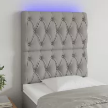   vidaXL világosszürke szövet LED-es fejtámla 80x7x118/128 cm
