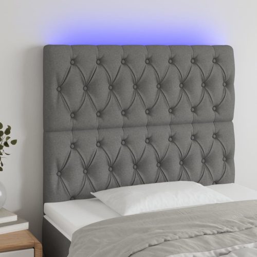 vidaXL sötétszürke szövet LED-es fejtámla 90x7x118/128 cm