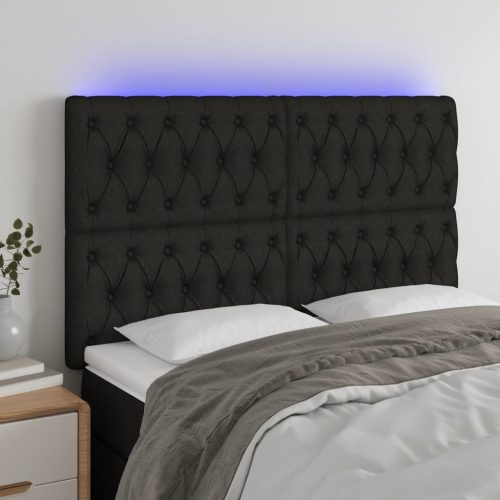 vidaXL fekete szövet LED-es fejtámla 144x7x118/128 cm