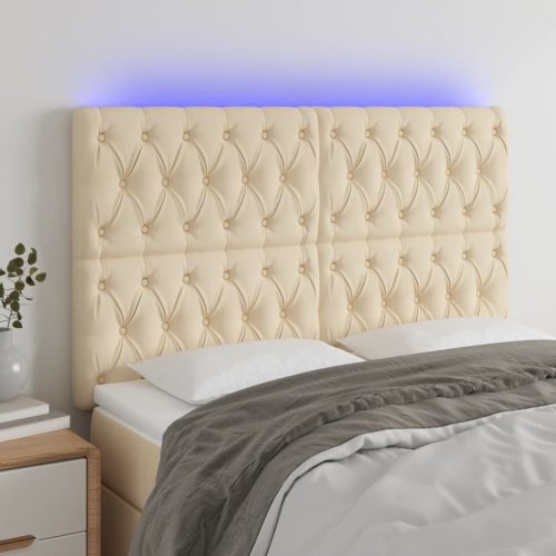 vidaXL krémszínű szövet LED-es fejtámla 144x7x118/128 cm