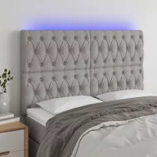   vidaXL világosszürke szövet LED-es fejtámla 160x7x118/128 cm