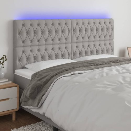 vidaXL világosszürke szövet LED-es fejtámla 180x7x118/128 cm