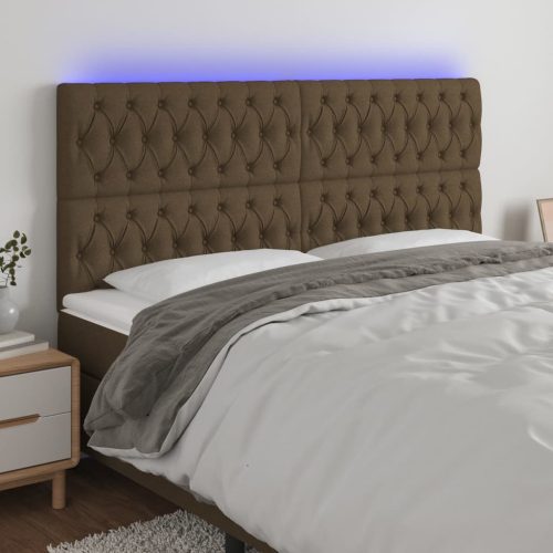 vidaXL sötétbarna szövet LED-es fejtámla 180x7x118/128 cm