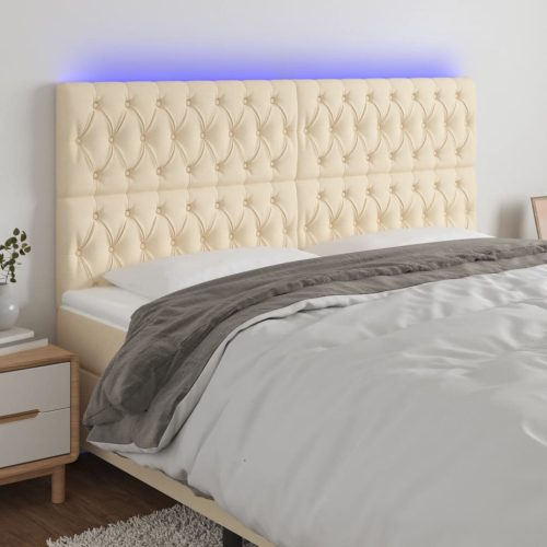 vidaXL krémszínű szövet LED-es fejtámla 180x7x118/128 cm