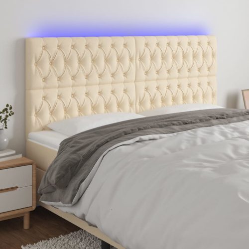 vidaXL krémszínű szövet LED-es fejtámla 200x7x118/128 cm