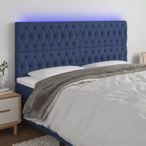 vidaXL kék szövet LED-es fejtámla 200x7x118/128 cm