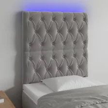   vidaXL világosszürke bársony LED-es fejtámla 80x7x118/128 cm