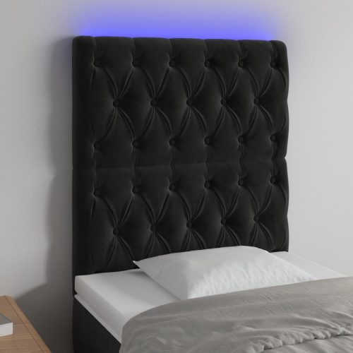 vidaXL fekete bársony LED-es fejtámla 80x7x118/128 cm