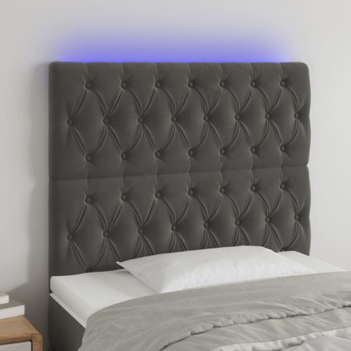 vidaXL sötétszürke bársony LED-es fejtámla 90x7x118/128 cm