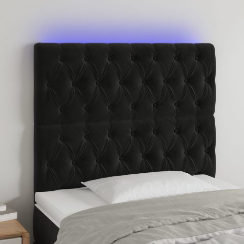 vidaXL fekete bársony LED-es fejtámla 90x7x118/128 cm