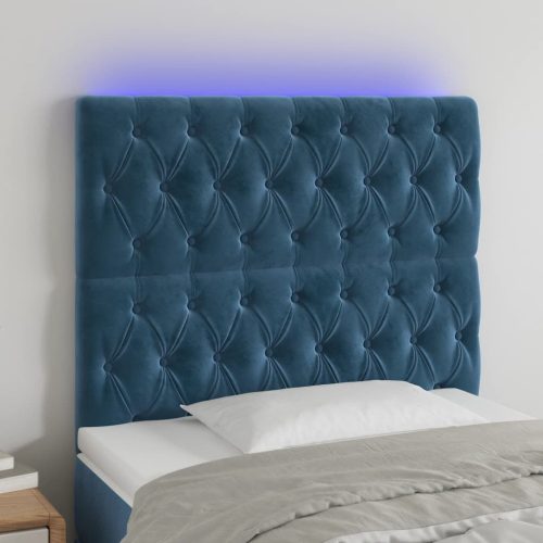 vidaXL sötétkék bársony LED-es fejtámla 90x7x118/128 cm