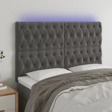   vidaXL sötétszürke bársony LED-es fejtámla 160x7x118/128 cm