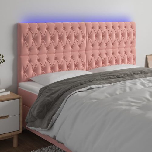 vidaXL rózsaszín bársony LED-es fejtámla 180x7x118/128 cm