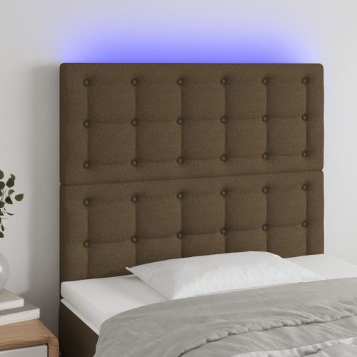 vidaXL sötétbarna szövet LED-es fejtámla 90x5x118/128 cm