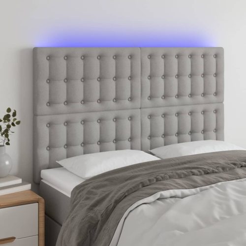 vidaXL világosszürke szövet LED-es fejtámla 144x5x118/128 cm