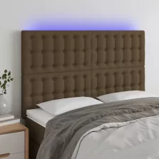   vidaXL sötétbarna szövet LED-es fejtámla 144x5x118/128 cm