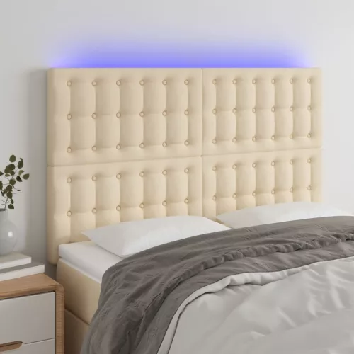 vidaXL krémszínű szövet LED-es fejtámla 144x5x118/128 cm