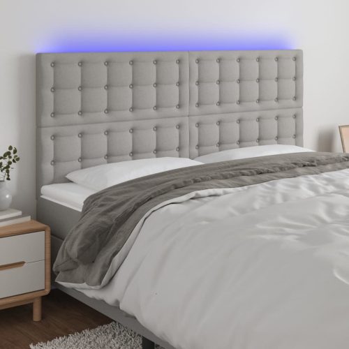 vidaXL világosszürke szövet LED-es fejtámla 160x5x118/128 cm