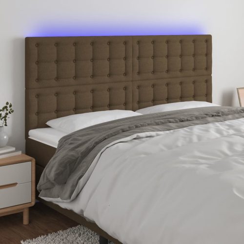 vidaXL sötétbarna szövet LED-es fejtámla 160x5x118/128 cm