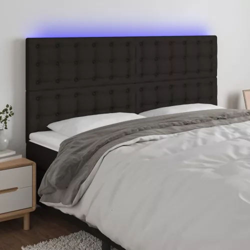 vidaXL fekete szövet LED-es fejtámla 180x5x118/128 cm