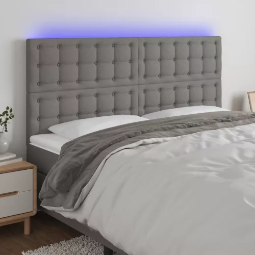 vidaXL sötétszürke szövet LED-es fejtámla 200x5x118/128 cm
