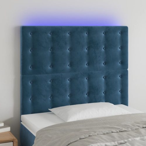 vidaXL sötétkék bársony LED-es fejtámla 80x5x118/128 cm