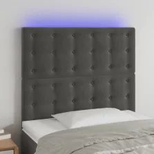   vidaXL sötétszürke bársony LED-es fejtámla 90x5x118/128 cm