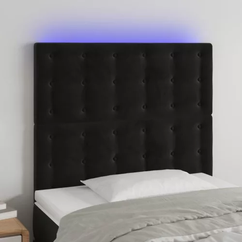vidaXL fekete bársony LED-es fejtámla 90x5x118/128 cm
