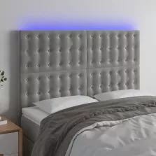   vidaXL világosszürke bársony LED-es fejtámla 144x5x118/128 cm