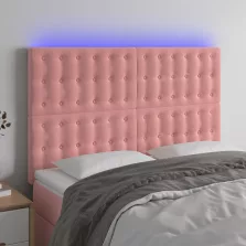   vidaXL rózsaszín bársony LED-es fejtámla 144x5x118/128 cm