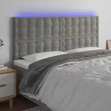   vidaXL világosszürke bársony LED-es fejtámla 180x5x118/128 cm