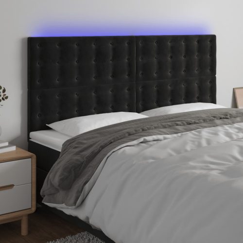 vidaXL fekete bársony LED-es fejtámla 180x5x118/128 cm