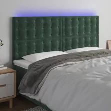   vidaXL sötétzöld bársony LED-es fejtámla 180x5x118/128 cm