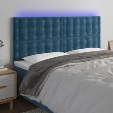   vidaXL sötétkék bársony LED-es fejtámla 180x5x118/128 cm