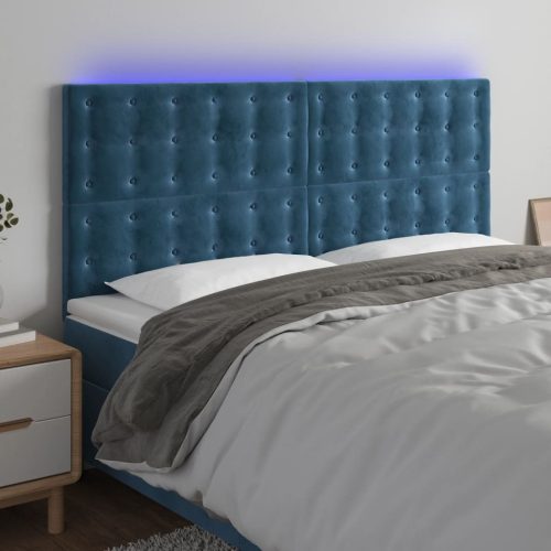 vidaXL sötétkék bársony LED-es fejtámla 180x5x118/128 cm